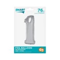 Balon foliowy Smart cyfra 1 srebrna 76cm Godan (CH-SSR1)