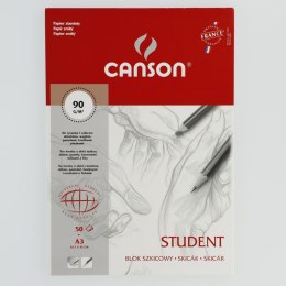 Blok rysunkowy Canson Student klejony A3 biały 90g 50k (100554853)