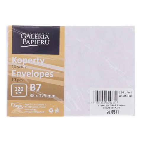 Koperta Galeria Papieru róże B7 - biały 88mm x 125mm (280511)