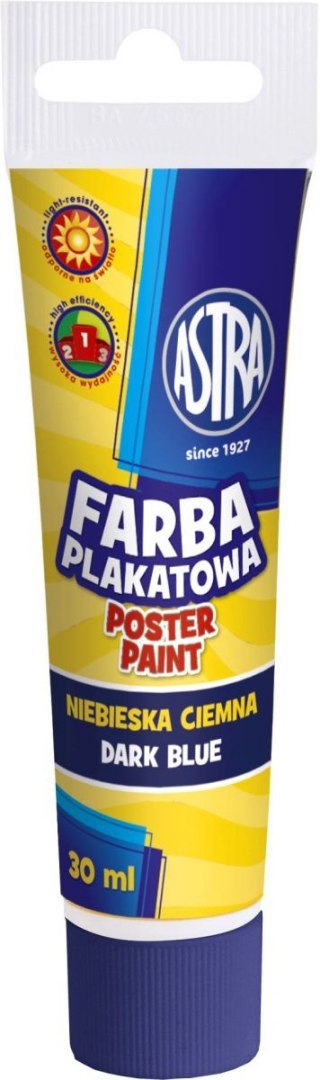 Farby plakatowe kolor: niebieski ciemny 30ml 1 kolor. Astra
