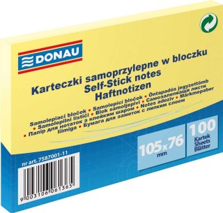 Notes samoprzylepny (karteczki) żółty jasny 100k [mm:] 105x76 Donau (7587001-11)