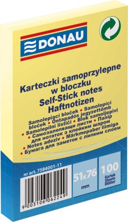 Notes samoprzylepny Donau żółta 100k 51mm x 76mm (7584001)