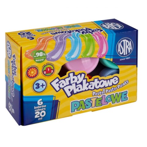 Farby plakatowe pastelowe kolor: mix 20ml 6 kolor. Astra (301121001)