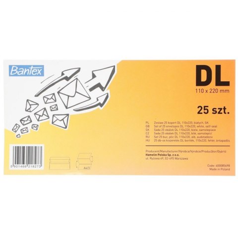 Koperta SK DL biała Bantex (400085698) 25 sztuk