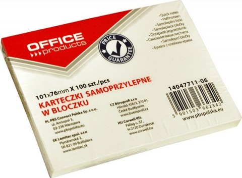 Notes samoprzylepny Office Products żółty jasny 100k 101mm x 76mm (14047711-06)