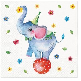 Serwetki Paw Lunch Circus Elephant - mix nadruk 330mm x 330mm (SDL135600)