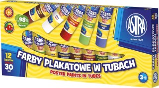 Farby plakatowe kolor: mix 30ml 12 kolor. Astra (83110901)