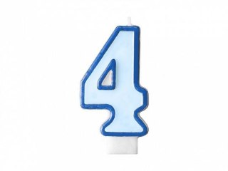 Świeczka urodzinowa Cyferka 4 w kolorze niebieskim 7 centymetrów Partydeco (SCU1-4-001)