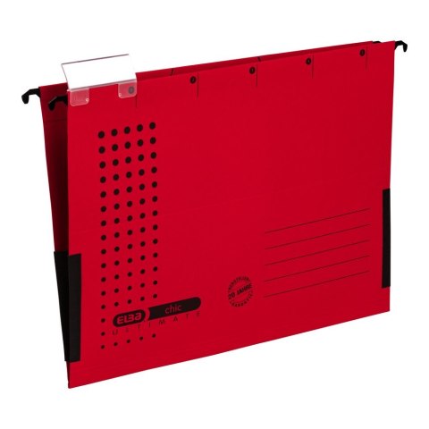 Teczka zawieszkowa Chic Ultimate z płóciennymi bokami A4 czerwony karton 230g Elba (100552105)