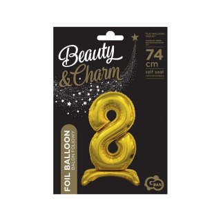 Balon gumowy Beauty&Charm cyfra stojąca złota złota 750mm 30cal Godan (BC-ASZ8)