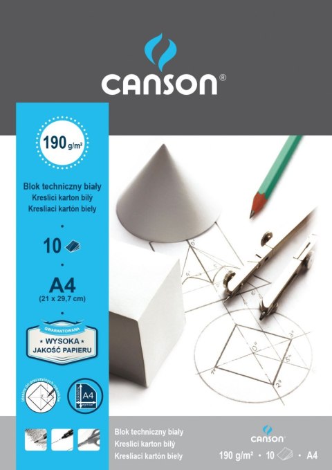 Blok techniczny Canson A4 biały 190g 10k 210mm x 297mm (400015145)