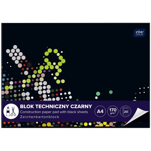 Blok techniczny A4 czarna 170g 10k Interdruk (ABLTA4C)