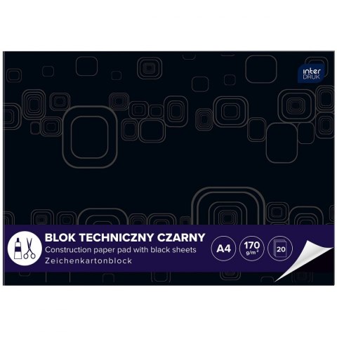 Blok techniczny A4 czarna 170g 10k Interdruk (ABLTA4C)