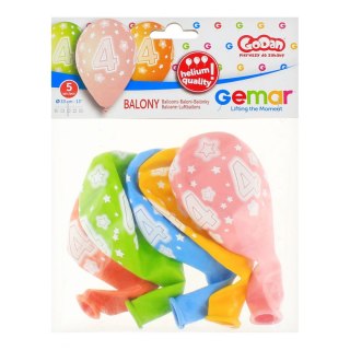 Balon gumowy Premium Hel z nadrukiem 4, 13 cali/5 sztuk mix 330mm 13cal Godan (GS120/4)