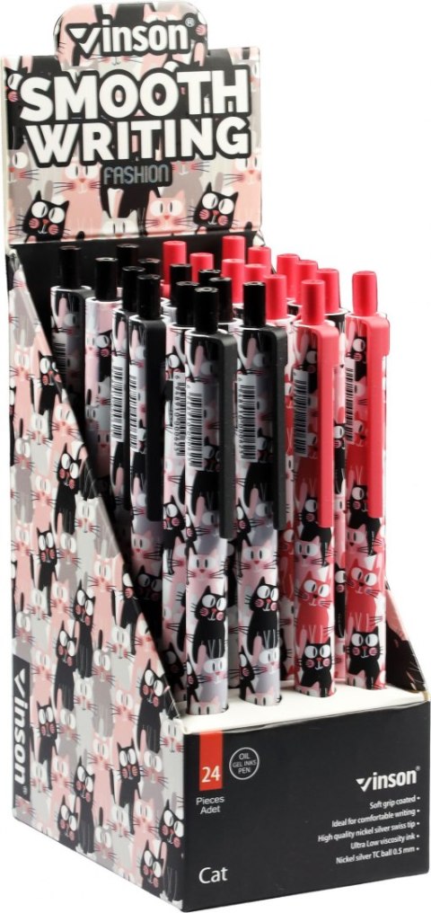 Długopis olejowy CAT F2 KOTKI wkład niebieski 0,7mm Vinson