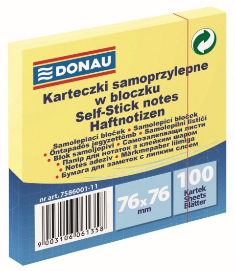 Notes samoprzylepny (karteczki) żółty 100k [mm:] 76x76 Donau (7586001-11)