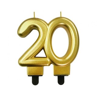 Świeczka urodzinowa cyferka 20, metalik złota, 8.0 cm Godan (PF-SCZ20)