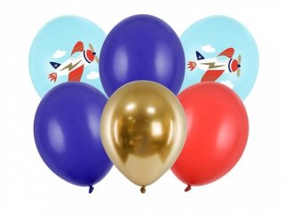 Balon gumowy Samolot, mix (1 op. / 6 szt.) mix 300mm Partydeco (SB14P-312-000-6)
