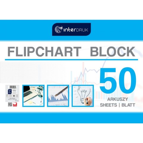 Blok do tablic flipchart Interdruk 50k. 70g krata 1000mm x 640mm (FLI50#)