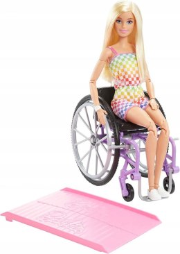 Lalka Barbie na wózku inwalidzkim w stroju w kratkę 290mm (HJT13)