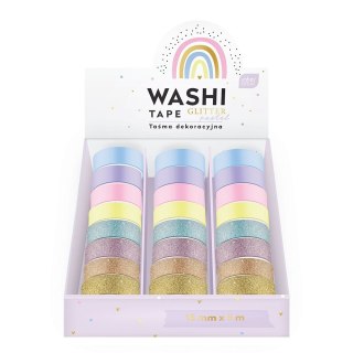 Taśma ozdobna taśma samoprzylepna GLITTER PASTEL 15x5 [mm x m] mix Interdruk (5902277303813)