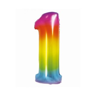 Balon foliowy Smart cyfra 1 tęcza 76cm Godan (CH-STC1)