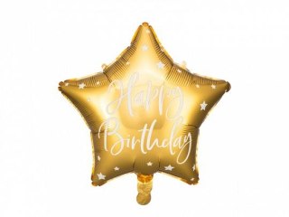 Balon foliowy Happy Birthday, 40cm, złoty 15,5cal Partydeco (FB93-019)