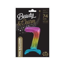 Balon gumowy Godan Beauty&Charm cyfra stojąca tęczowa tęczowa 750mm 30cal (BC-AST7)