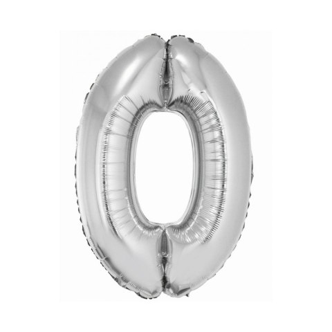 Balon foliowy Smart cyfra 0 srebrna 76cm Godan (CH-SSR0)