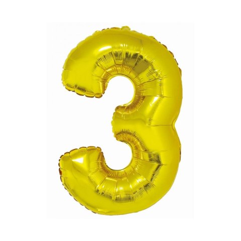 Balon foliowy Smart cyfra 3 złota 76cm Godan (CH-SZL3)