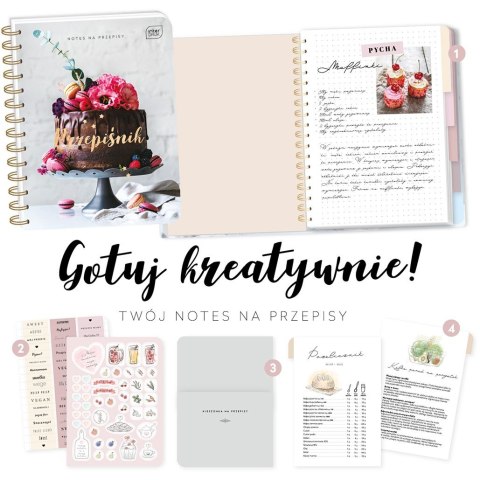 Kołozeszyt (kołonotatnik) przepiśnik A5 240k. kropki/tagi Interdruk (PRZEPCA)