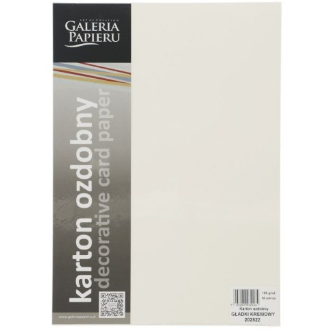 Papier ozdobny (wizytówkowy) Galeria Papieru gładki kremowy A4 - kremowy 160g (202822)