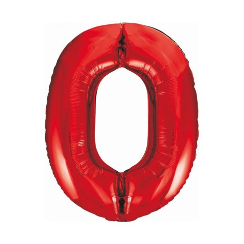 Balon foliowy cyfra 0 czerwona 85cm Godan (BCHCW0)
