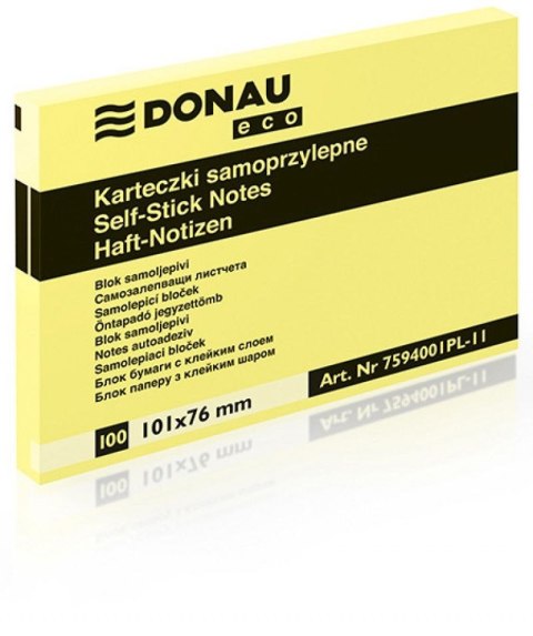 Notes samoprzylepny Donau Eco żółty 100k 101mm x 76mm (7594001PL-11)