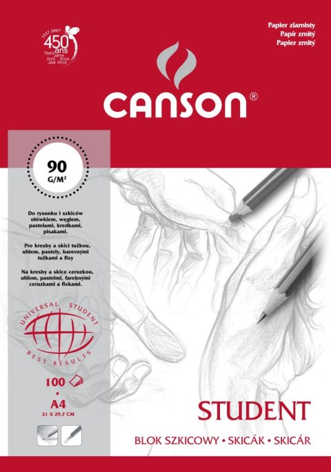 Blok rysunkowy Canson Student A4 biały 90g 100k 210mm x 297mm (100554858)