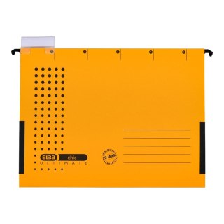 Teczka zawieszkowa Chic Ultimate z płóciennymi bokami A4 żółty karton 230g Elba (100552103)