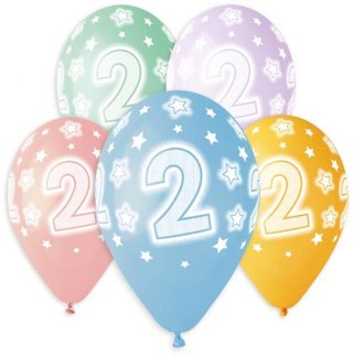 Balon gumowy Premium Hel z nadrukiem 2, 13 cali/5 sztuk mix 330mm 13cal Godan (GS120/2)