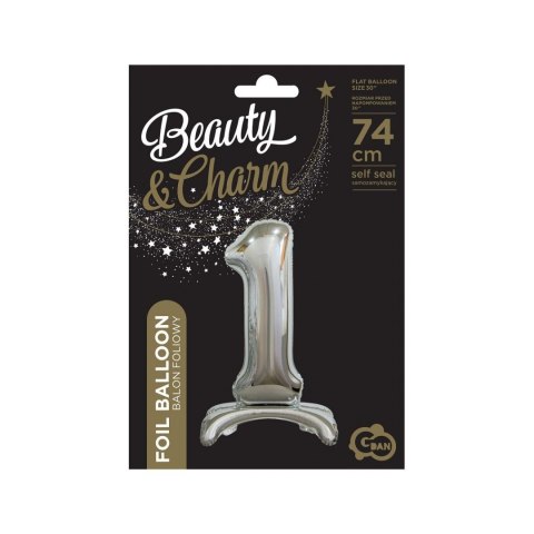 Balon foliowy Godan Beauty&Charm cyfra stojąca srebrna (BC-ASS1)