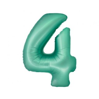 Balon foliowy matowa cyfra 4, miętowa Godan (CH-SMT4)