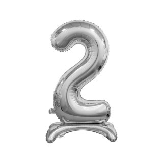 Balon gumowy Beauty&Charm cyfra stojąca srebrna Srebrny 30cal Godan (BC-ASS2)
