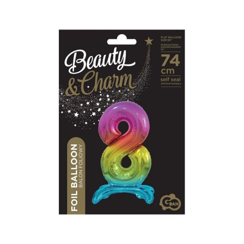 Balon gumowy Beauty&Charm cyfra stojąca tęczowa kolorowa 750mm 30cal Godan (BC-AST8)
