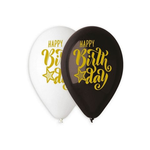 Balon gumowy Happy Birthday 5 szt czerwony 330mm 13cal Godan (GS120/891)