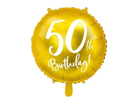 Balon foliowy 50 urodziny, złoty 45 cm (18\\\\\\\\ 18cal Partydeco (FB24M-50-019)