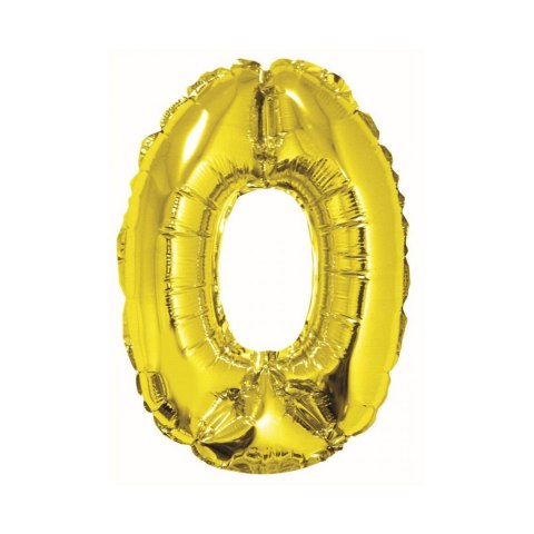 Balon foliowy cyfra 0 złoty 35 cm Godan (FG-C35Z0)