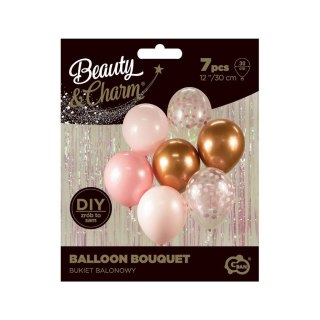 Balon gumowy bukiet balonowy różowy metaliczny 300mm 12cal Godan (BB-RMD7)