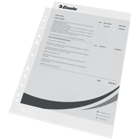 Koszulki na dokumenty groszkowe A4 kolor: przezroczysty typu U 35 mic. Esselte (16690)