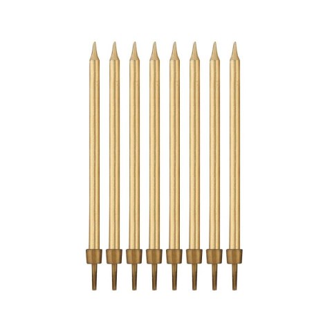 Świeczka urodzinowa złote z podstawkami 10 cm/ 8 sztuk Godan (PF-SUZL)