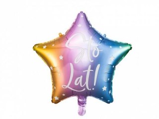 Balon foliowy Sto Lat!, 40cm, tęczowy 15,5cal Partydeco (FB94-000)