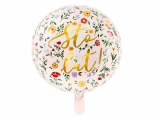 Balon foliowy Sto lat!, 35cm, jasny różowy 14cal Partydeco (FB50)