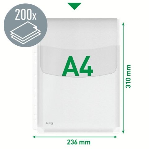 Koszulki na dokumenty krystaliczne A4 kolor: przezroczysty górna klapka 170 mic. Leitz (47573003)